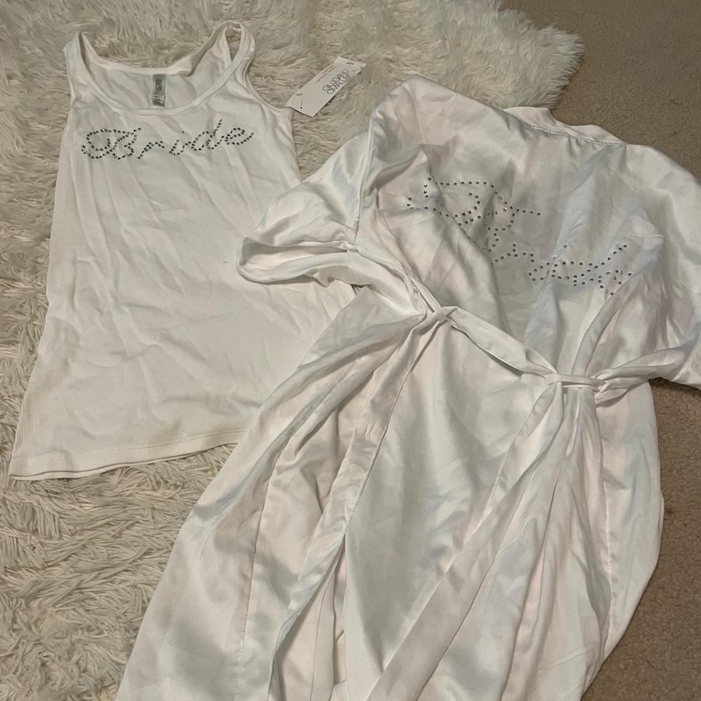 'Bride' tank top and robe
